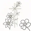 cross and daisy flower tattoo design idea