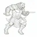 Detailed gladiator fighting a bear tattoo design idea