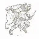 Detailed gladiator fighting a bear tattoo design idea