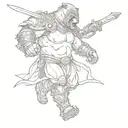Detailed gladiator fighting a bear tattoo design idea