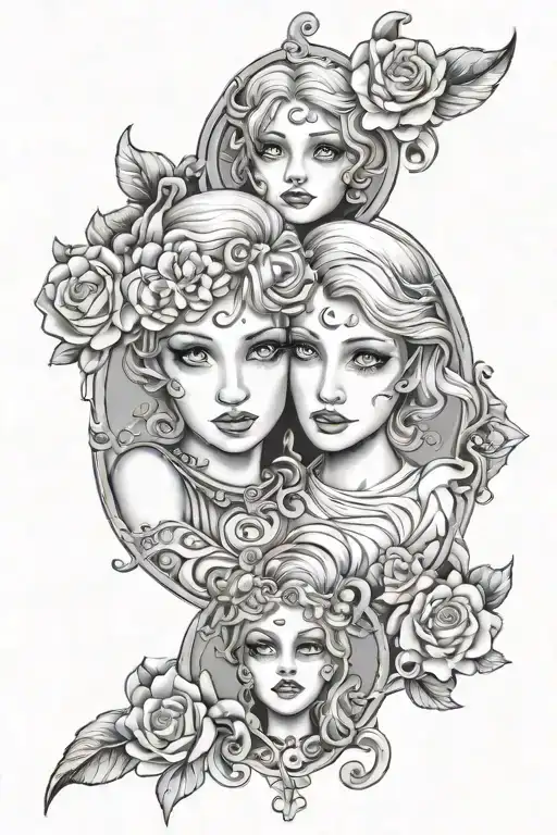 Gemini twins girl boy  tattoo design idea