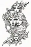 Gemini twins girl boy  tattoo design idea