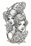Gemini twins girl boy  tattoo design idea