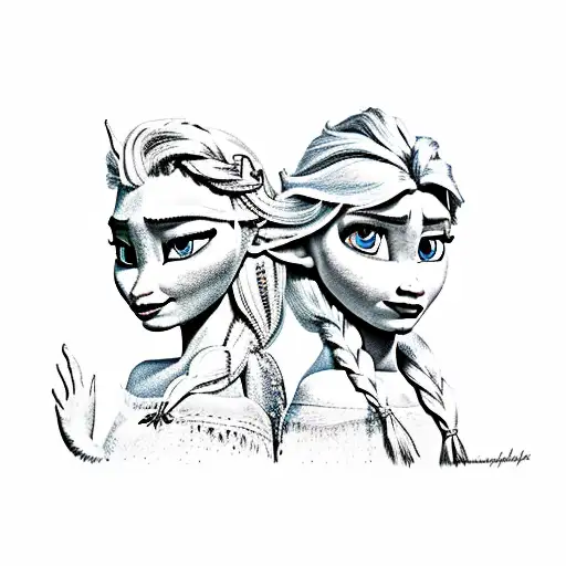 Elsa and anna tattoo design idea
