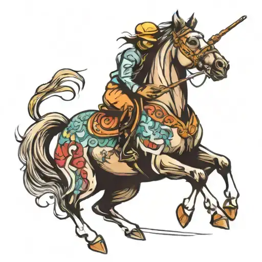 horse jumping tattoo design idea