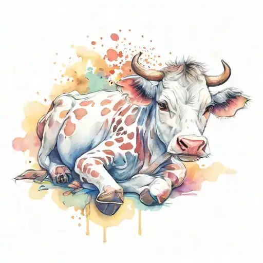 baby cow laying down  tattoo design idea
