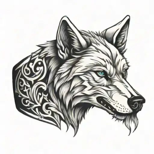 wolf ring finger tattoo design idea