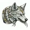 wolf ring finger tattoo design idea
