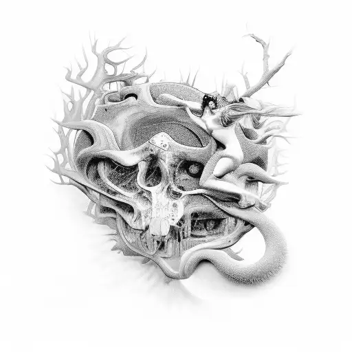 A surrealistic interpretation of a psychological concept tattoo design idea