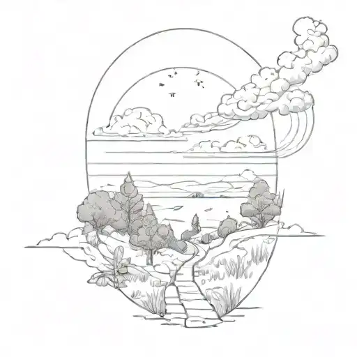 The sky is the limit and the road, through the land! tattoo design idea