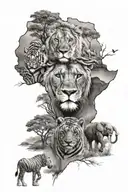 Africa and Big Five tattoo design idea