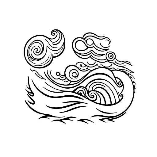 moana inspired wave at beach tattoo design idea