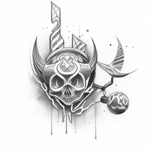 vickingo con una  lanza antigua tattoo design idea