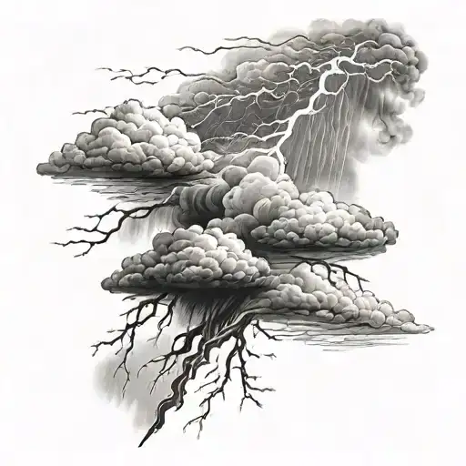 about heaven and in the backround thunder storm tattoo design idea