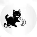 calico cat, persian black cat, 3 kittens, a small black kitten going in a circle   tattoo design idea