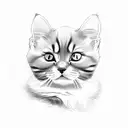 calico cat, persian black cat, 3 kittens, a small black kitten   tattoo design idea