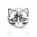 calico cat, persian black cat, 3 kittens, a small black kitten   tattoo design idea