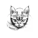 calico cat, persian black cat, 3 kittens, a small black kitten   tattoo design idea