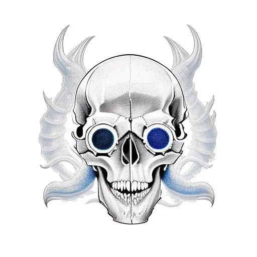 monster skull 3 eyes tattoo design idea