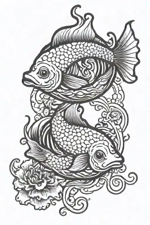joi fish and jelly fish yin yang tattoo design idea