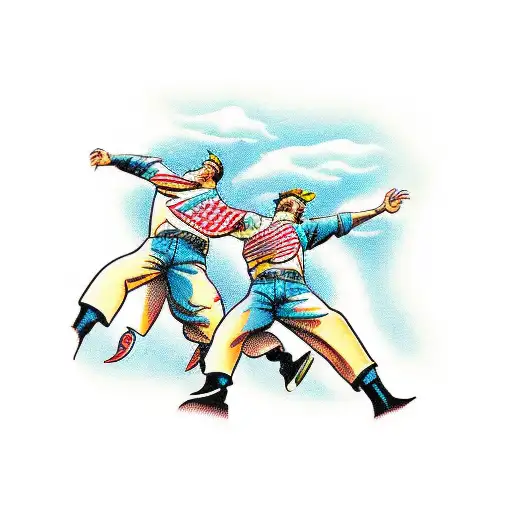 An energetic photograph capturing friends Archie and Alex in action tattoo design idea