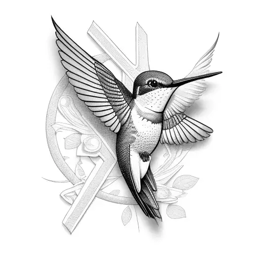Ruby Throated Hummingbird tattoo design idea