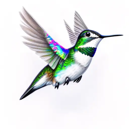 Ruby Throated Hummingbird with 0706 hidden in the wing tattoo design idea