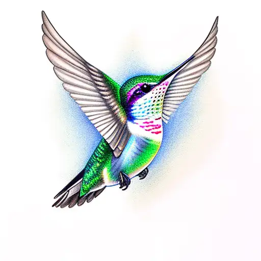 Ruby Throated Hummingbird with hidden word tattoo design idea