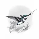 Ruby Throated Hummingbird tattoo design idea