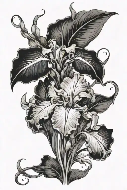 hyssop and iris vines wrapping   tattoo design idea