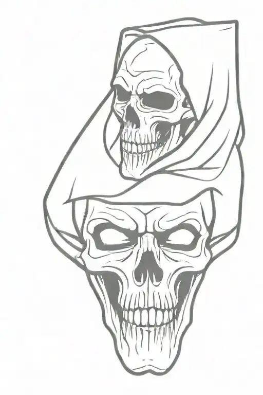 vampire skull in hood tattoo design idea