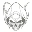 vampire skull in hood tattoo design idea