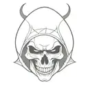 vampire skull in hood tattoo design idea