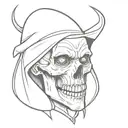 vampire skull in hood tattoo design idea