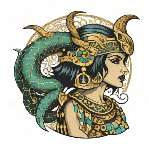Cleopatra costume with snakes tattoo design idea