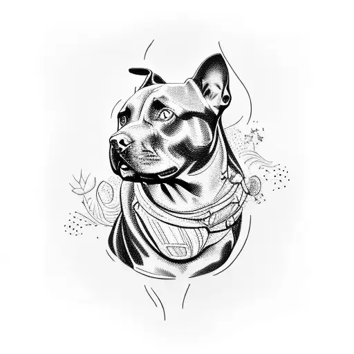 black pitbull Rottweiler tattoo design idea