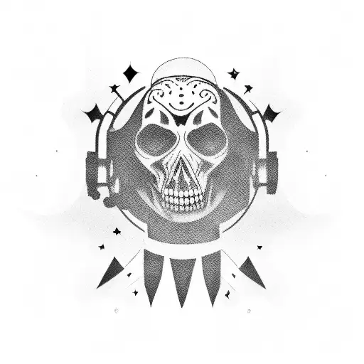 composition, musician, black witch, beautiful dracula, sad man, rag and metal music tattoo design idea