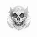 composition, musician, black witch, beautiful dracula, sad man, rag and metal music tattoo design idea