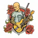 flea with broken bass guitar tattoo design idea