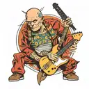 flea with broken bass guitar tattoo design idea