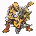 flea with broken bass guitar tattoo design idea
