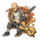 flea with broken bass guitar tattoo design idea