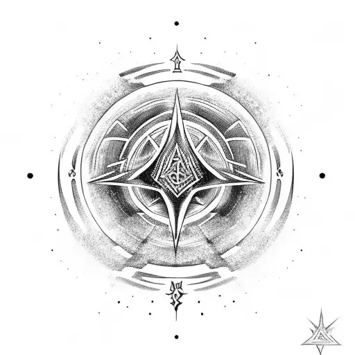Magic circle with runes tattoo design idea
