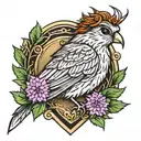 thistle bird shield maiden tattoo design idea