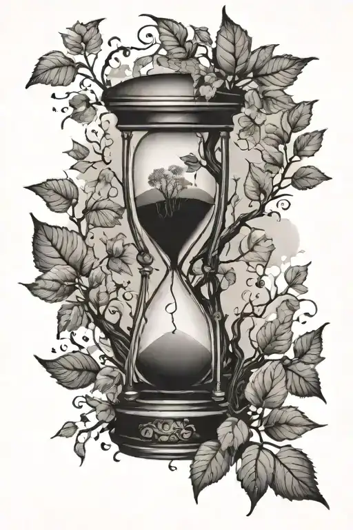 hourglass tree leaves falling leaves tattoo design idea