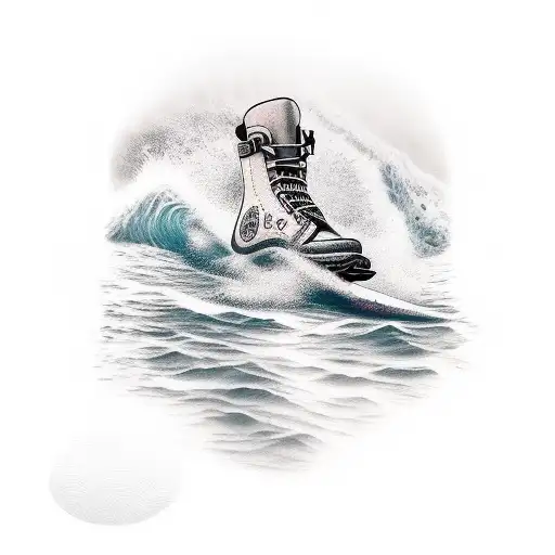 Surf, Snowboard, sea, sailing Boot, Hills tattoo design idea