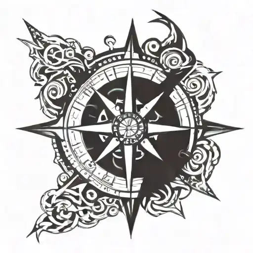 compass rose with RA, JA, AA and HA instead of N,S,E and W tattoo design idea