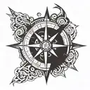 compass rose with RA, JA, AA and HA instead of N,S,E and W tattoo design idea