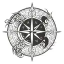 compass rose with RA, JA, AA and HA instead of N,S,E and W tattoo design idea