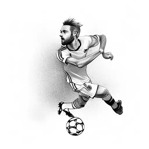 Guy playing soccer tattoo design idea